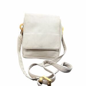 Perlina Cream Leather Crossbody Bag Adjustable Strap Gold Hardware